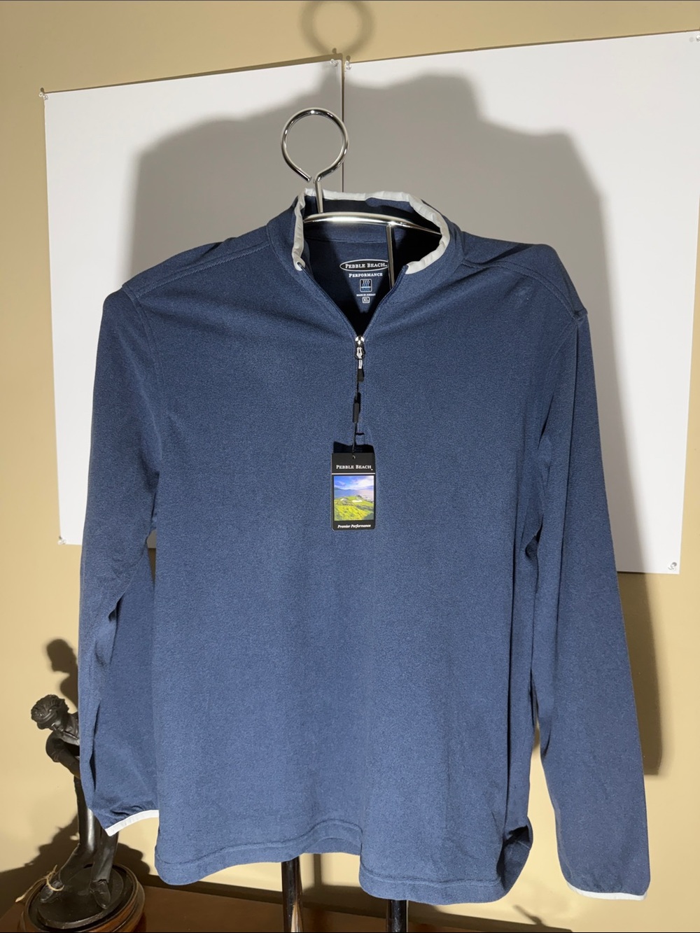Pebble Beach Men’s Navy Blue Quarter-Zip Mock Neck Sweater